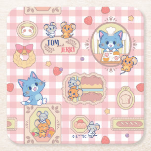 Anime Tom and Jerry Bakery Pattern Square Paper Coaster