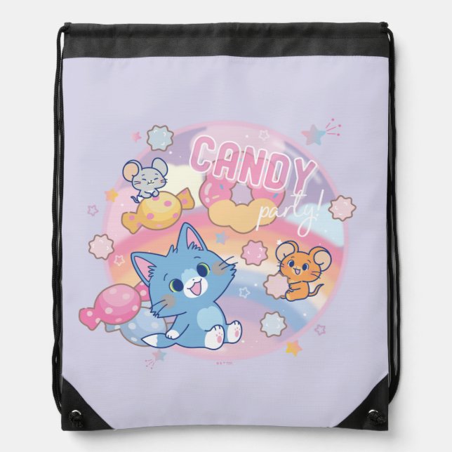 Anime Tom and Jerry Candy Party Drawstring Bag (Front)