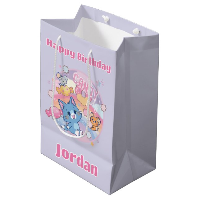 Anime Tom and Jerry Candy Party Medium Gift Bag (Front Angled)