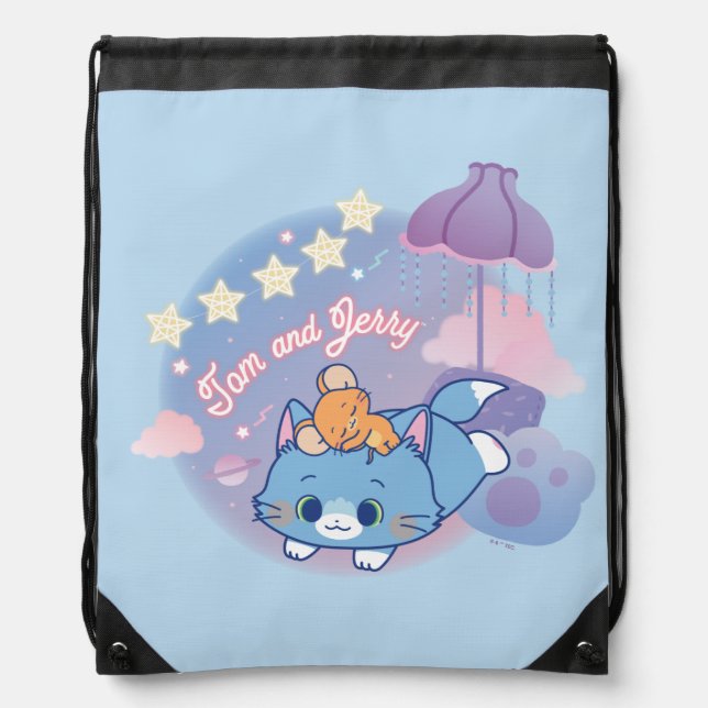 Anime Tom and Jerry Dreamy Nights Drawstring Bag (Front)