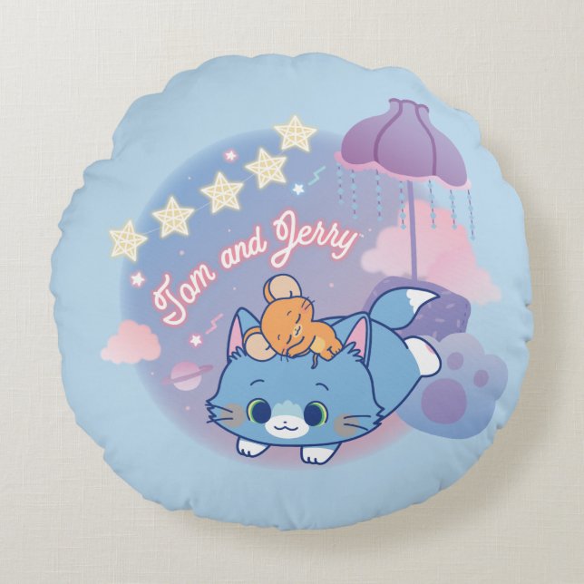 Anime Tom and Jerry Dreamy Nights Round Pillow (Front)