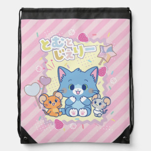 Anime Tom and Jerry Strawberry Fun Drawstring Bag