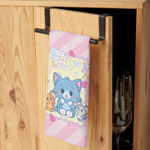 Anime Tom and Jerry Strawberry Fun Kitchen Towel