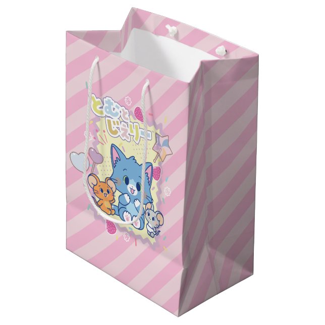 Anime Tom and Jerry Strawberry Fun Medium Gift Bag (Front Angled)