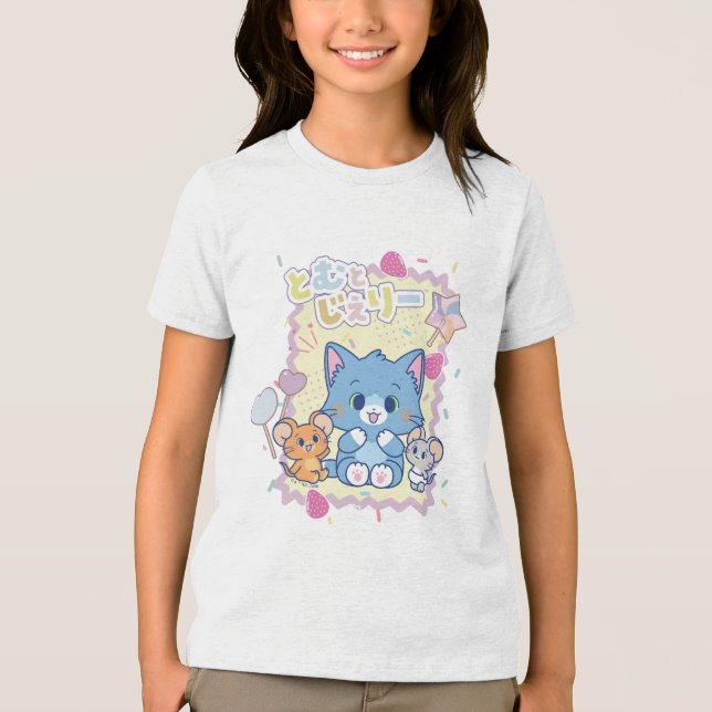 Anime Tom and Jerry Strawberry Fun Tri-Blend Shirt (Front)