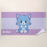 Anime Tom and Jerry - Tom Beach Towel<br><div class="desc">This vibrant graphic captures "Tom", the beloved blue cat from the Japanese version of "Tom and Jerry", in a moment of sheer delight. Tom's fur is a radiant shade of blue, complemented by subtle light blue highlights that emphasize his cheerful expression. His bright green eyes, rimmed with a hint of...</div>