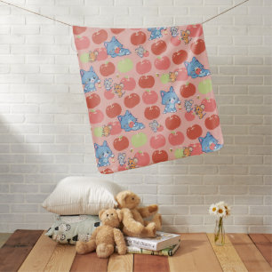 Anime Tom, Jerry, and Tuffy Apple Pattern Baby Blanket