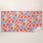 Anime Tom, Jerry, and Tuffy Apple Pattern Beach Towel<br><div class="desc">This playful pattern features the beloved characters from "Tom and Jerry" amidst a backdrop of vibrant red and green apples. Tom is seen biting into a juicy apple and saddened by the already eaten apple in two separate fun scenes. Jerry and Tuffy are depicted engaging with the apples as well;...</div>