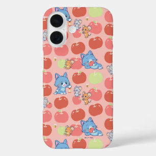 Anime Tom, Jerry, and Tuffy Apple Pattern iPhone 16 Case