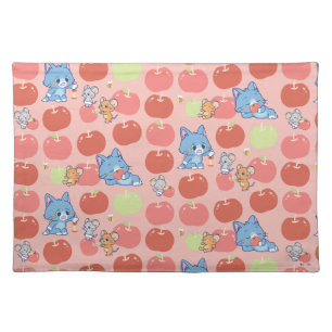 Anime Tom, Jerry, and Tuffy Apple Pattern Cloth Placemat