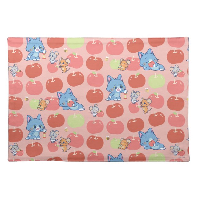 Anime Tom, Jerry, and Tuffy Apple Pattern Cloth Placemat (Front)