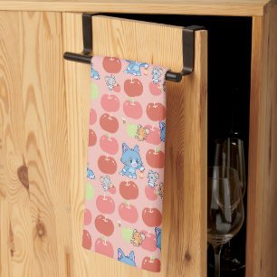 Anime Tom, Jerry, and Tuffy Apple Pattern Kitchen Towel