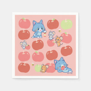 Anime Tom, Jerry, and Tuffy Apple Pattern Napkins