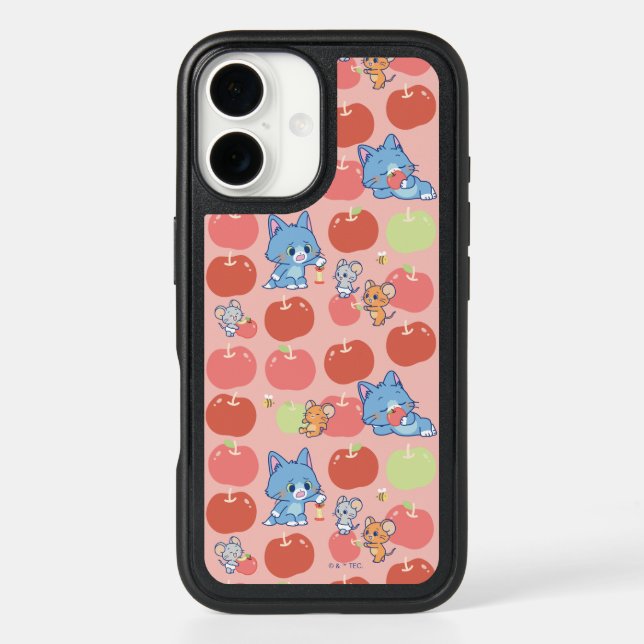 Anime Tom, Jerry, and Tuffy Apple Pattern Otterbox iPhone Case (Back)