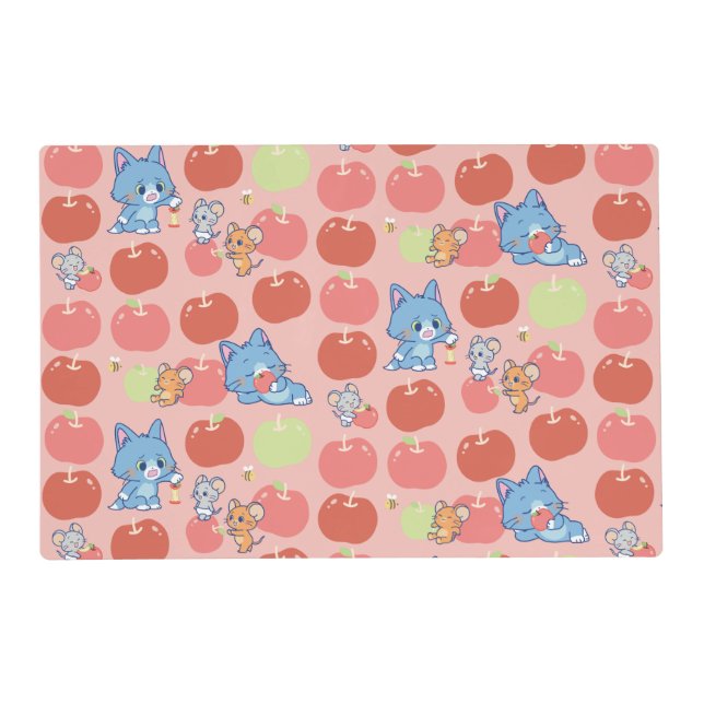 Anime Tom, Jerry, and Tuffy Apple Pattern Placemat (Front)