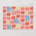 Anime Tom, Jerry, and Tuffy Apple Pattern Postcard
