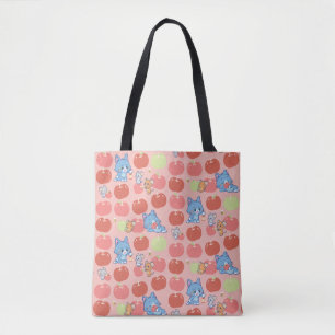 Anime Tom, Jerry, and Tuffy Apple Pattern Tote Bag