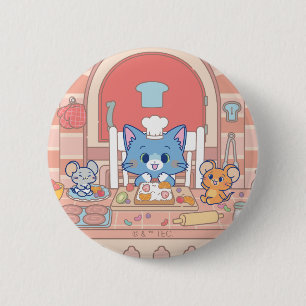 Anime Tom, Jerry, and Tuffy Bakery Button