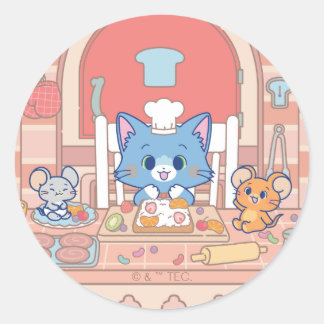 Anime Tom, Jerry, and Tuffy Bakery Classic Round Sticker