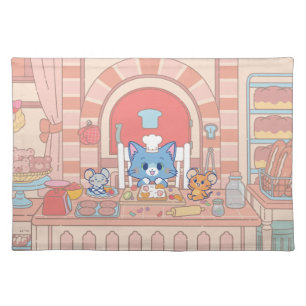 Anime Tom, Jerry, and Tuffy Bakery Cloth Placemat