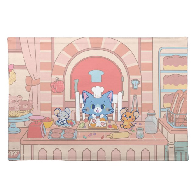 Anime Tom, Jerry, and Tuffy Bakery Cloth Placemat (Front)