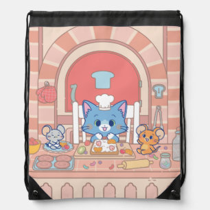 Anime Tom, Jerry, and Tuffy Bakery Drawstring Bag