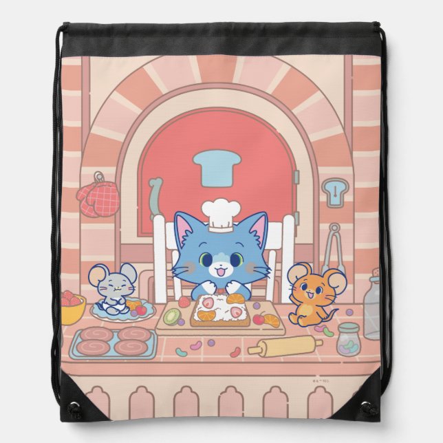 Anime Tom, Jerry, and Tuffy Bakery Drawstring Bag (Front)