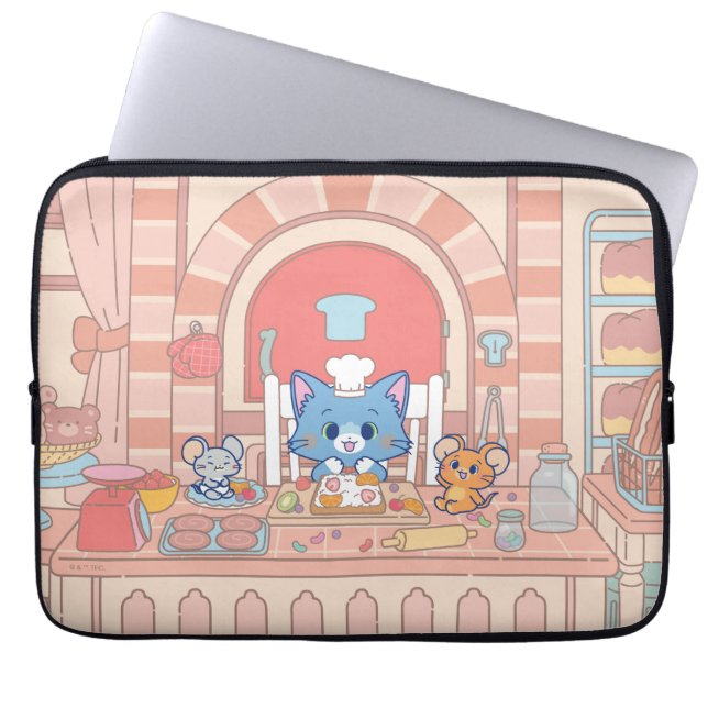 Anime Tom, Jerry, and Tuffy Bakery Laptop Sleeve (Front)