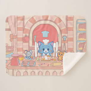 Anime Tom, Jerry, and Tuffy Bakery Sherpa Blanket