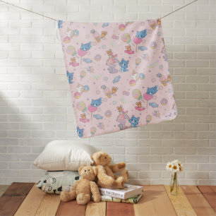 Anime Tom, Jerry, and Tuffy Candyland Pattern Baby Blanket