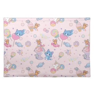 Anime Tom, Jerry, and Tuffy Candyland Pattern Cloth Placemat