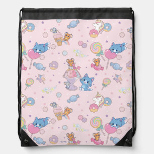 Anime Tom, Jerry, and Tuffy Candyland Pattern Drawstring Bag