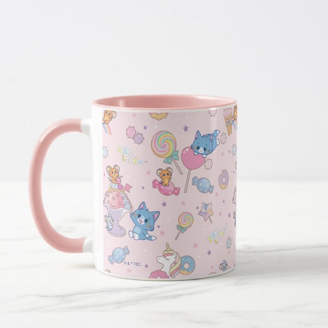 Anime Tom, Jerry, and Tuffy Candyland Pattern Mug (Left)