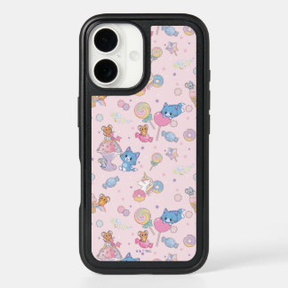 Anime Tom, Jerry, and Tuffy Candyland Pattern iPhone 16 Case