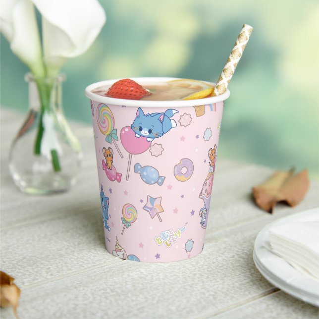 Anime Tom, Jerry, and Tuffy Candyland Pattern Paper Cups (Insitu)