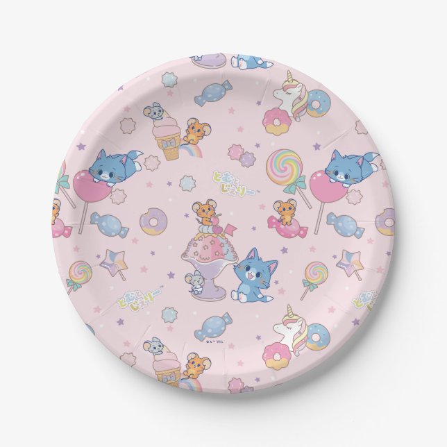 Anime Tom, Jerry, and Tuffy Candyland Pattern Paper Plates (Front)