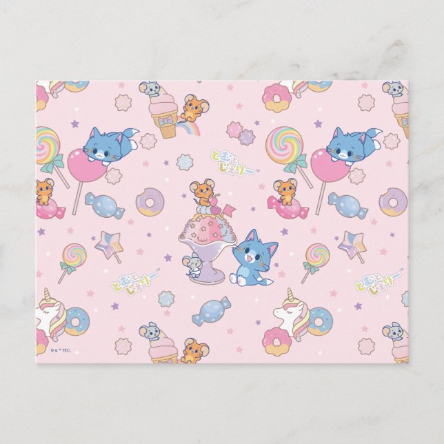 Anime Tom, Jerry, and Tuffy Candyland Pattern Postcard (Front)