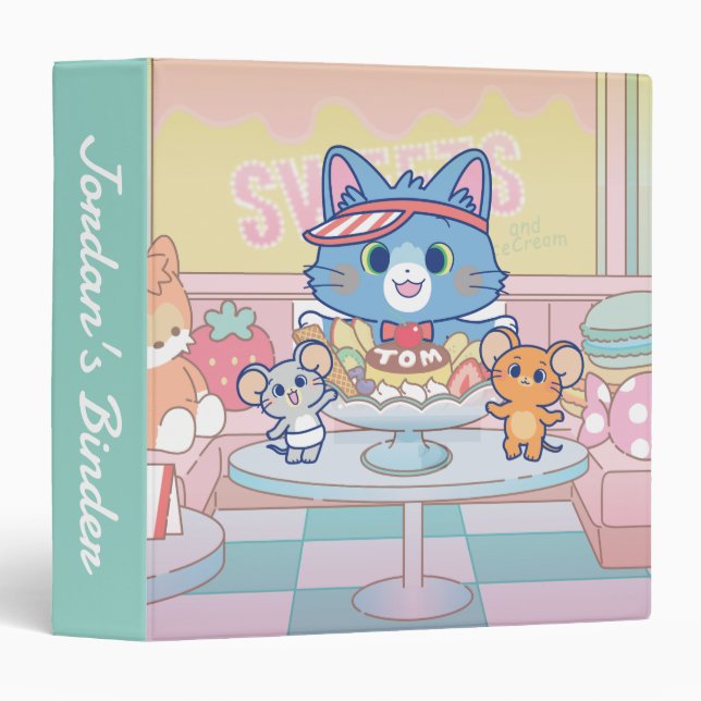 Anime Tom, Jerry, and Tuffy Dessert Parlor 3 Ring Binder (Front/Spine)