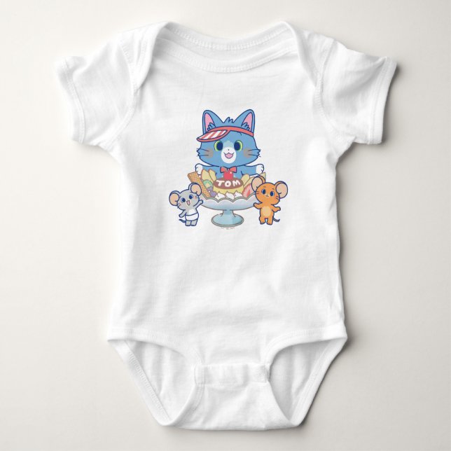 Anime Tom, Jerry, and Tuffy Dessert Parlor Baby Bodysuit (Front)