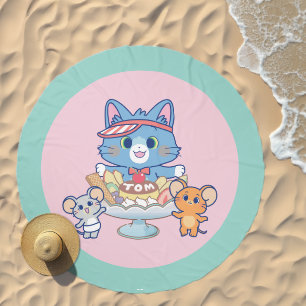 Anime Tom, Jerry, and Tuffy Dessert Parlor Beach Towel