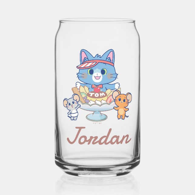 Anime Tom, Jerry, and Tuffy Dessert Parlor Can Glass (Front)
