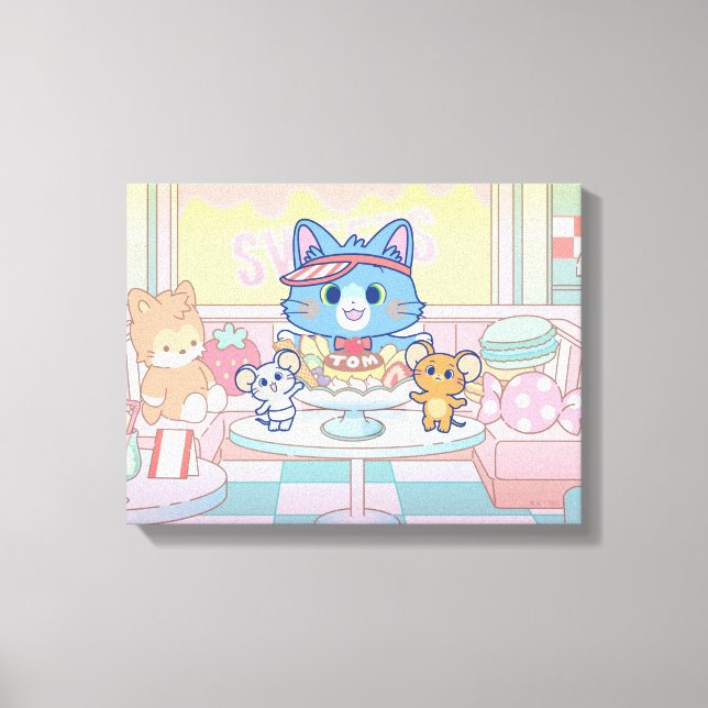 Anime Tom, Jerry, and Tuffy Dessert Parlor Canvas Print (Front)