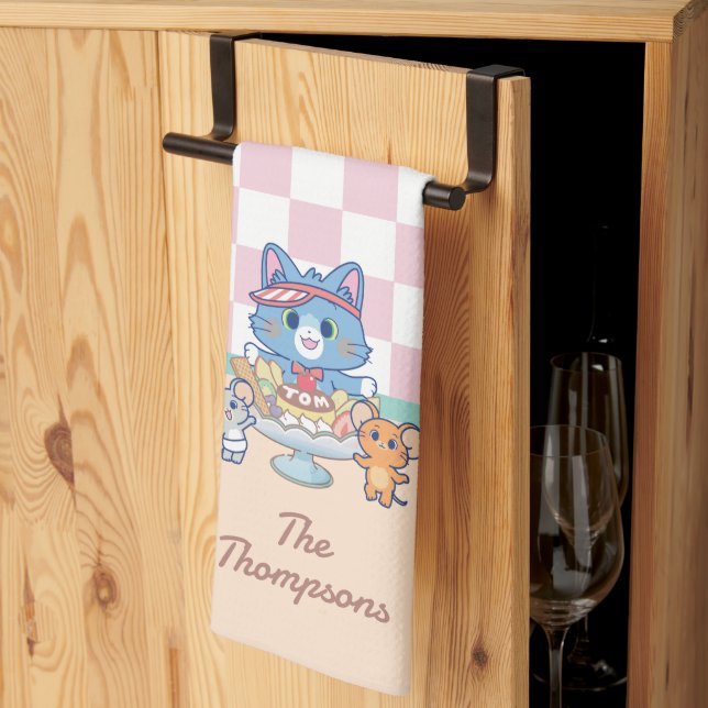Anime Tom, Jerry, and Tuffy Dessert Parlor Kitchen Towel (Thirds Fold)