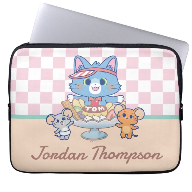 Anime Tom, Jerry, and Tuffy Dessert Parlor Laptop Sleeve (Front)