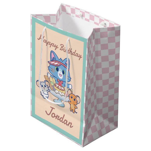 Anime Tom, Jerry, and Tuffy Dessert Parlor Medium Gift Bag (Front Angled)