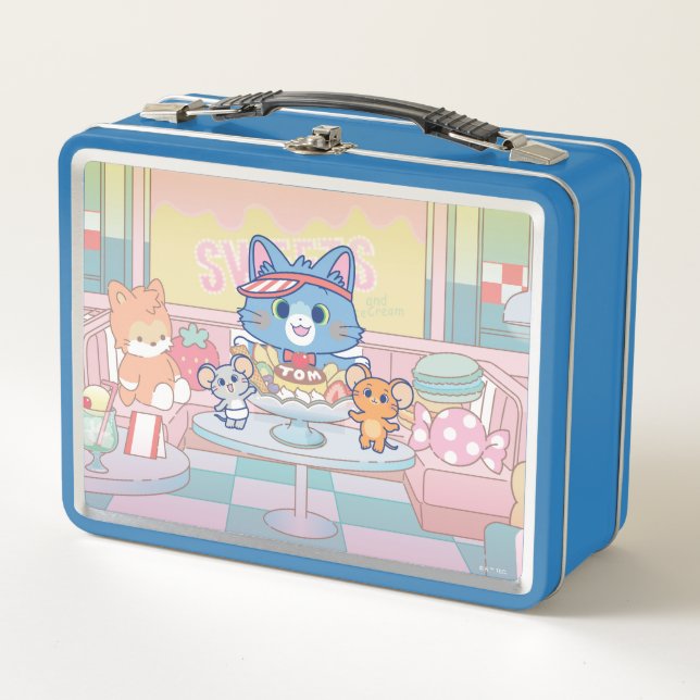 Anime Tom, Jerry, and Tuffy Dessert Parlor Metal Lunch Box (Front)