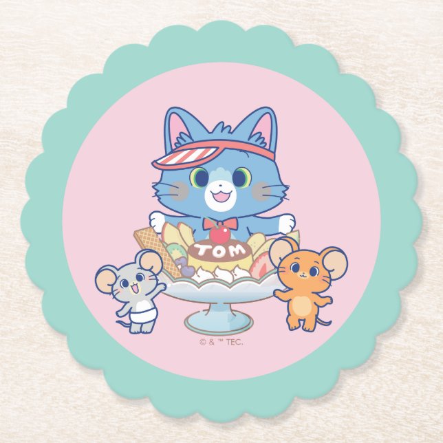 Anime Tom, Jerry, and Tuffy Dessert Parlor Paper Coaster (Front)