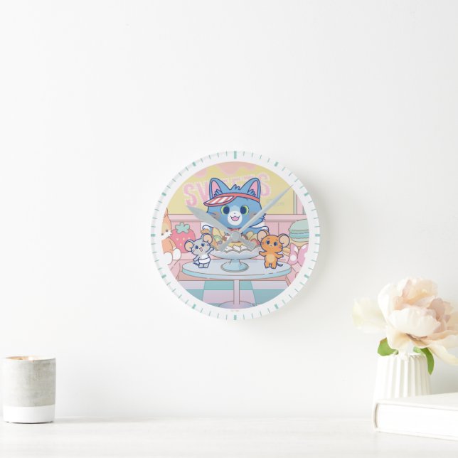 Anime Tom, Jerry, and Tuffy Dessert Parlor Round Clock (Home)