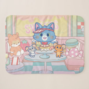 Anime Tom, Jerry, and Tuffy Dessert Parlor Sherpa Blanket