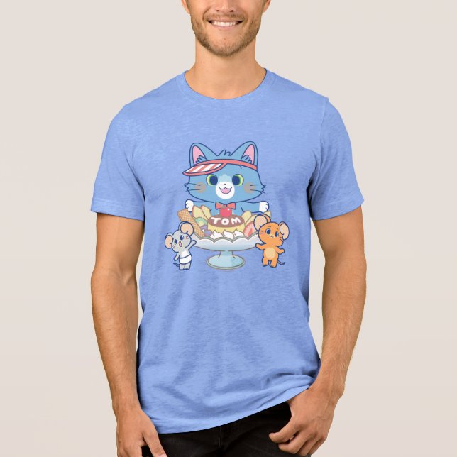 Anime Tom, Jerry, and Tuffy Dessert Parlor Tri-Blend Shirt (Front)